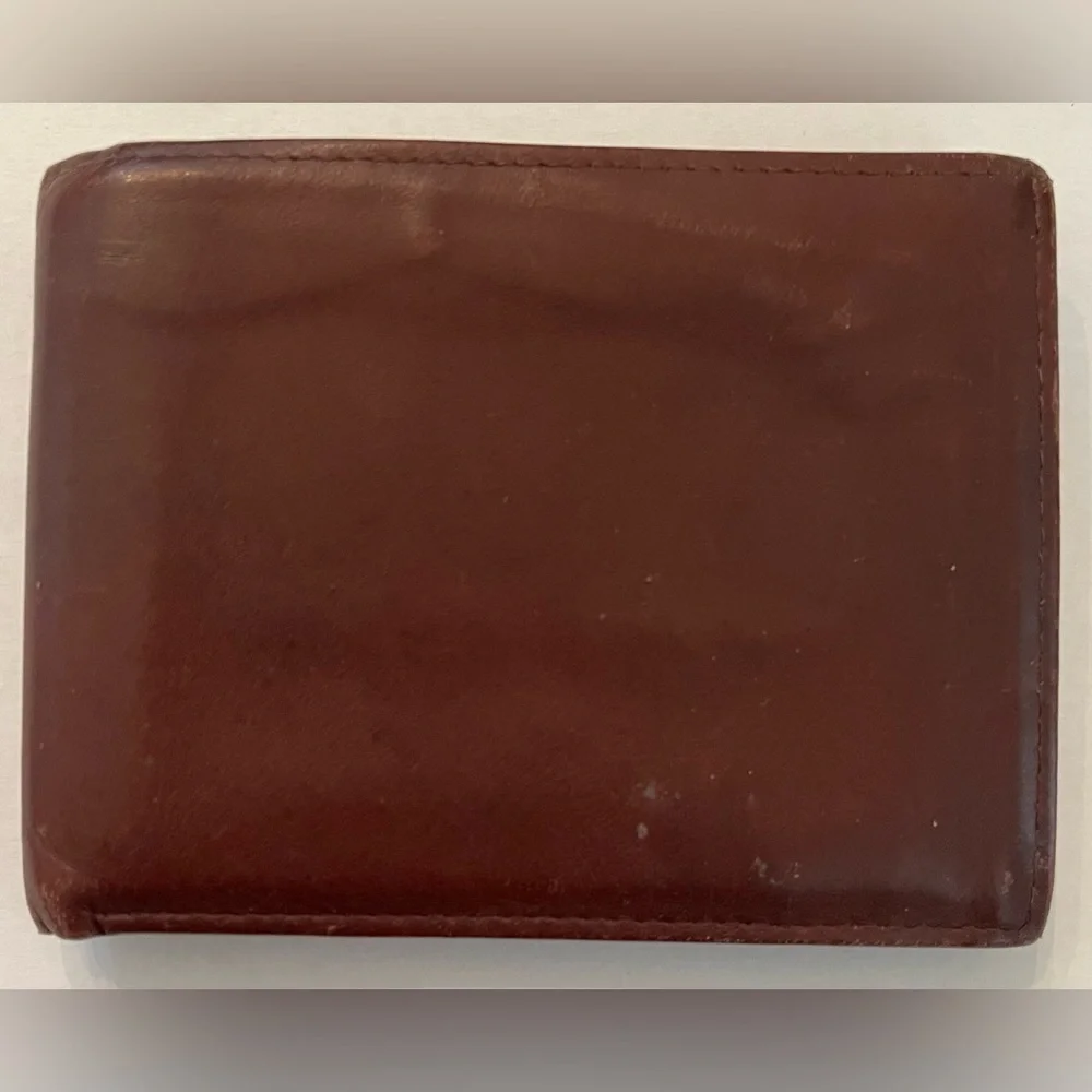Vintage guess Mens passcase wallet buxton top grain cowhide brown